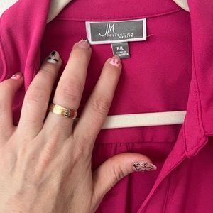 Cute bright pink blouse with gold buttons Petite Large